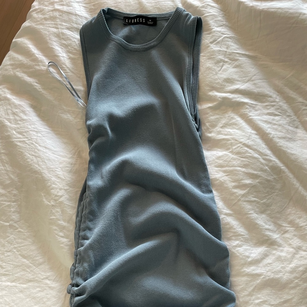 Scrunched blue dress